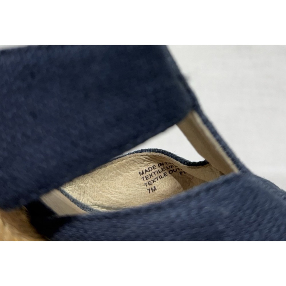 Michael Kors Berkley Navy Blue Canvas Front Zip Espadrille Wedge Sandals Size 7M - Picture 7 of 8
